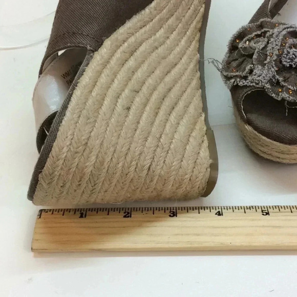 Report Brown Canvas Espadrilles Wedge Sandals - Picture 7 of 8